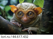 Philippine tarsier Carlito syrichta. Стоковое AI-изображение, AI-художник Veniamin Kraskov / Фотобанк Лори