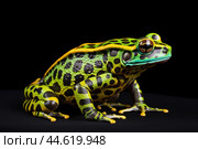 Beautiful green toad closeup. Стоковое AI-изображение, AI-художник Veniamin Kraskov / Фотобанк Лори
