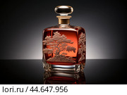 Artistic etched glass whiskey bottle. Стоковое AI-изображение, AI-художник Иван Рябоконь / Фотобанк Лори