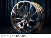 Corrosion-resistant Titanium car wheel. Generate Ai. Стоковое AI-изображение, AI-художник Иван Рябоконь / Фотобанк Лори
