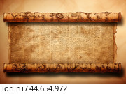 Handwritten Torah papyrus background. Generate Ai. Стоковое AI-изображение, AI-художник Иван Рябоконь / Фотобанк Лори