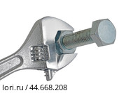 Разводной гаечный ключ на белом фоне. An adjustable wrench on a white background. Стоковое фото, фотограф Татьяна Д / Фотобанк Лори
