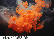 Abstract orange smoke on black background. Стоковое AI-изображение, AI-художник Иван Рябоконь / Фотобанк Лори