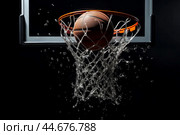 Basketball splashdown: hoop dreams meet water art. Стоковое AI-изображение, AI-художник Иван Рябоконь / Фотобанк Лори