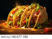 Customizable Taco food fastfood. Generate Ai. Стоковое AI-изображение, AI-художник Иван Рябоконь / Фотобанк Лори