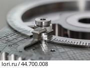 Professional measuring tool with scale is set up on zero point. Стоковое AI-изображение, AI-художник Иван Рябоконь / Фотобанк Лори