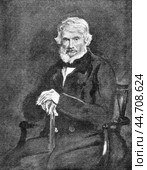 Thomas Carlyle, 1795-1881, British writer, essayist, historian and philosopher of Scottish origin, illustration from Plutarch of the 19 century, St. Petersburg, Russia, 1902-1903. Стоковое фото, фотограф Константин Тимофеев / Фотобанк Лори