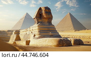 The Great Sphinx and Pyramids of Egypt. Стоковое AI-изображение, AI-художник Veniamin Kraskov / Фотобанк Лори