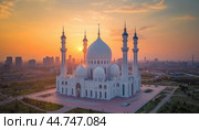 Hazrat sultan mosque shining during golden hour in astana, kazakhstan. Стоковое AI-изображение, AI-художник Юрий Поздников / Фотобанк Лори