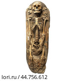 Ancient human skeleton in sarcophagus. Стоковое AI-изображение, AI-художник Иван Рябоконь / Фотобанк Лори