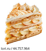 Slice of apple mille feuille pastry on transparent background. Стоковое AI-изображение, AI-художник Иван Рябоконь / Фотобанк Лори
