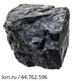 Black tourmaline mineral stone specimen showing crystal structure. Стоковое AI-изображение, AI-художник Иван Рябоконь / Фотобанк Лори