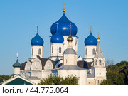 View of the domes of the Cathedral of the Bogolyubskaya Icon of the Mother of God on a sunny September morning. Bogolyubsky Convent. Vladimir Region, Russia. Стоковое фото, фотограф Виктор Карасев / Фотобанк Лори