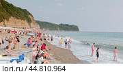 Черное море, пляж, Краснодарский край, Туапсинский район, Бухта Михайловская пгт  Новомихайловский, (2024 год). Стоковое фото, фотограф Александр Циликин / Фотобанк Лори