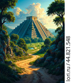Mexican pyramids, colorful pictures. Generative AI. Стоковое AI-изображение, AI-художник Андрей Аркуша / Фотобанк Лори