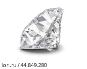 Diamond on white background. Shiny gem isolated on white background. Large Clear Dazzling Diamond. single brilliant. Стоковое фото, фотограф Павел Муравьев / Фотобанк Лори