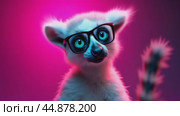 Lemur with beautiful green eyes on a purple background. Стоковое AI-видео, аниматор Виктория Кольцова / Фотобанк Лори