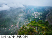 Aerial view of Curral das Freiras village. Miradouro da Eira do Serrado, Madeira, Portugal (2024 год). Стоковое фото, фотограф Дмитрий Рухленко / Фотобанк Лори