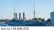 Protected cruiser Aurora, currently preserved as a museum ship in Saint Petersburg (2024 год). Редакционное фото, фотограф Евгений Харитонов / Фотобанк Лори