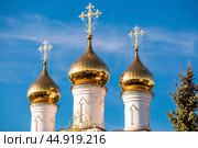 Russia, Pereslavl-Zalessky. St. Nicholas Monastery, Godenovsky Cross, St. Nicholas Cathedral on the summer day. The Forerunner Church. Стоковое фото, фотограф Photojuli / Фотобанк Лори