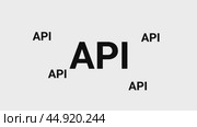 Анимация увеличения и уменьшения масштаба символа api. Большой черный символ в центре и четыре маленьких символа вокруг. Плавная закольцованная анимация в формате 4k на белом фоне. Стоковое видео, видеограф Карпенко Алексей / Фотобанк Лори