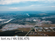 Правобережная часть Калуги, вид с высоты на рассвете (2020 год). Стоковое фото, фотограф Василий Мальцев / Фотобанк Лори