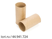 Empty toilet paper on white background. Стоковое фото, фотограф Сергей Толмачёв / Фотобанк Лори