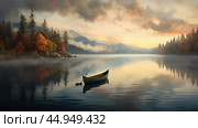 Serenity unfolds in tranquil, undisturbed natural landscapes. Стоковое AI-изображение, AI-художник Veniamin Kraskov / Фотобанк Лори