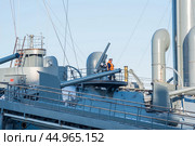 Board of protected cruiser Aurora, currently preserved as a museum ship in Saint Petersburg (2024 год). Редакционное фото, фотограф Евгений Харитонов / Фотобанк Лори