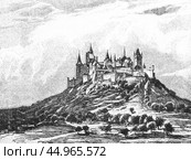 Hohenzollern Castle - the ancestral estate of the German emperors, illustration from The People's Encyclopedia, Moscow. Russia, 1911. Стоковое фото, фотограф Константин Тимофеев / Фотобанк Лори