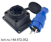 Электрическая розетка и электрическая вилка на белом фоне. Electrical plug and electric socket on white background. Стоковое фото, фотограф Татьяна Д / Фотобанк Лори