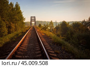 Железнодорожный мост через реку Нерль (станция Скнятино) (2024 год). Стоковое фото, фотограф Алексей Назаров / Фотобанк Лори