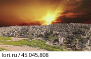 View of the modern houses Amman, Jordan, Middle East. Against the background of the sunset. Стоковое видео, видеограф Владимир Журавлев / Фотобанк Лори