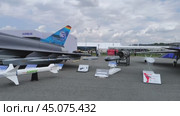 The multirole fighter Eurofighter Typhoon with weapons samples and a loyal wingman aircraft in development by European aerospace manufacturer Airbus. Редакционное видео, видеограф Sergey Kohl / Фотобанк Лори