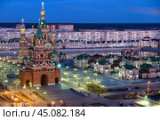Йошкар-Ола вечерняя. Вид с высоты. (2018 год). Стоковое фото, фотограф Никита Ветренный / Фотобанк Лори