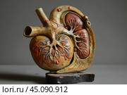 Anatomical model of human kidney showing internal structure. Стоковое AI-изображение, AI-художник Иван Рябоконь / Фотобанк Лори