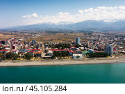 Panoramic view of coast of Kobuleti, Georgia. Стоковое фото, фотограф Яков Филимонов / Фотобанк Лори