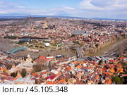 Drone view of the residential areas of the city of Tbilisi. Стоковое фото, фотограф Яков Филимонов / Фотобанк Лори