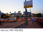 Цветы на большом каменном мосту в городе Москва (2024 год). Редакционное фото, фотограф Роман Лукьянов / Фотобанк Лори