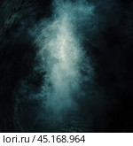 A dark tunnel or cave with thick fog or steam rising from it. The atmosphere is mysterious and frightening. Light breaks through the thick haze, illuminating the central part of the image, while dark, almost black shades prevail at the edges. This creates a feeling of the unknown and uncertainty about what might be hidden in the depths. Стоковое AI-изображение, AI-художник Анна Кривицкая / Фотобанк Лори
