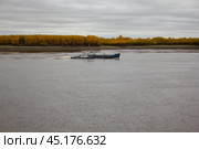 Суда не реке Иртыш в конце навигации. Стоковое фото, фотограф Илья Юрукин / Фотобанк Лори
