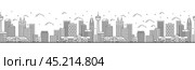 Seamless pattern with outline Calgary Canada City Skyline with Modern Buildings Isolated on White. Calgary Cityscape with Landmarks. Стоковая иллюстрация, иллюстратор Игорь Сорокин / Фотобанк Лори