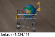 Глобус в корзине магазина, продажный мир. Стоковое фото, фотограф Екатерина Малиева / Фотобанк Лори
