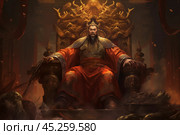 Chinese Emperor seated on a throne. Стоковое AI-изображение, AI-художник Михаил Коханчиков / Фотобанк Лори