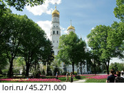 Вид на колокольню Иван Великий из Тайницкого сада. Москва, Кремль. (2017 год). Редакционное фото, фотограф Лариса Гордеева / Фотобанк Лори