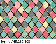 Seamless geometric vintage pattern of shapes in boho pastel colors. Стоковая иллюстрация, иллюстратор Ольга Дроздова / Фотобанк Лори