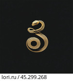 Logo, golden snake on a black background. Стоковое AI-изображение, AI-художник Елена Зубкова / Фотобанк Лори