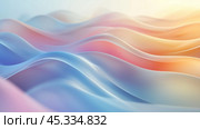Gentle waves of soft pastel colors undulate gracefully, creating a serene and calming atmosphere at dawn. Стоковое AI-изображение, AI-художник Сергей Толмачёв / Фотобанк Лори