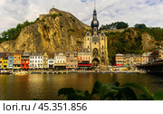 View of Dinant city from Meuse river. Стоковое фото, фотограф Яков Филимонов / Фотобанк Лори