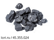 Natural wood charcoal Isolated on white. Стоковое фото, фотограф Сергей Толмачёв / Фотобанк Лори